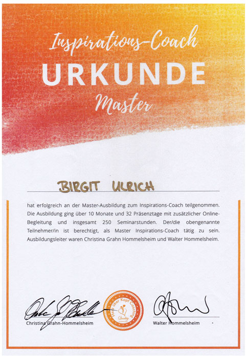 Birgit Ulrich Zertifikat
